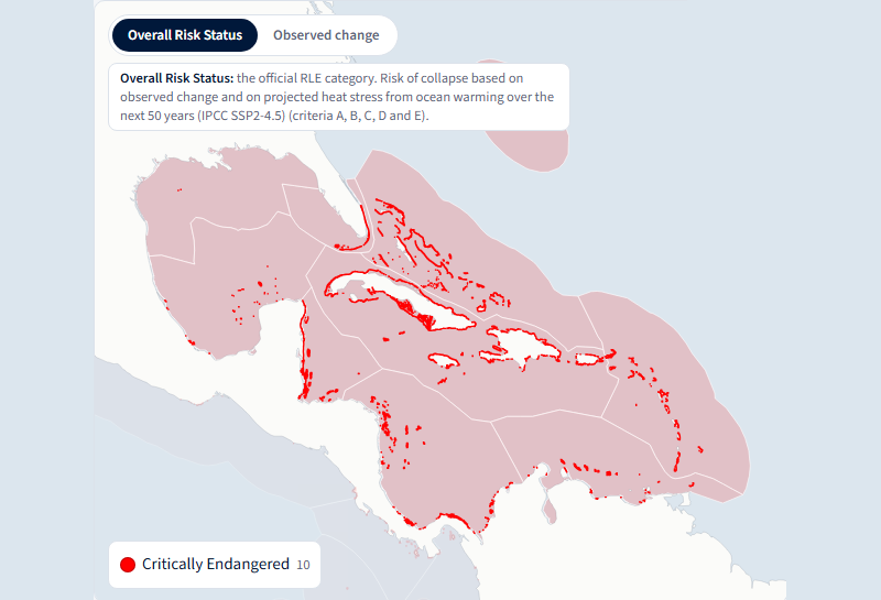 All 10 Caribbean coral reef ecoregions classified as critically endangered